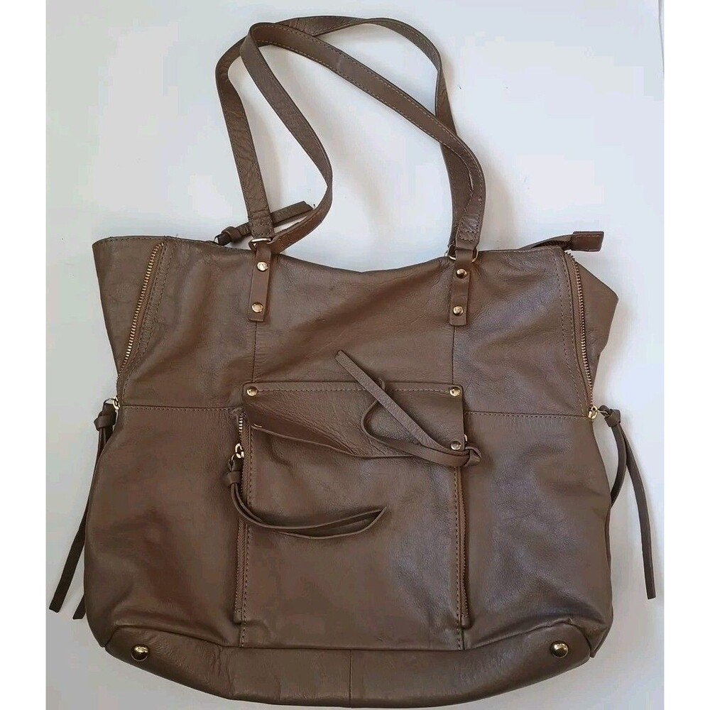 KOOBA Shoulder Bag  Large Tote Taupe Pebbled Leather HOBO 16x11 EUC